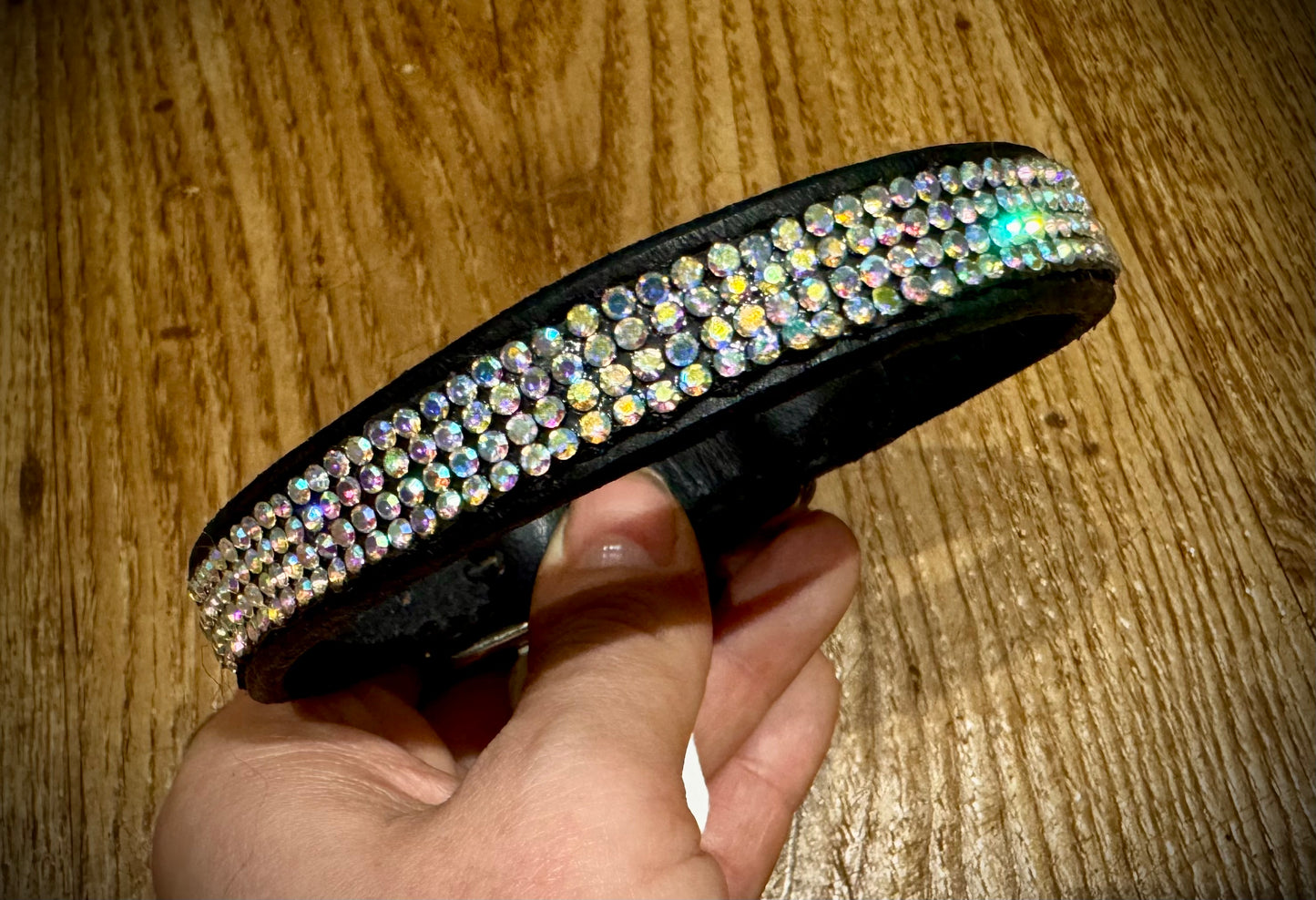 Mega Bling Leather Collar SILVER SPARKLES