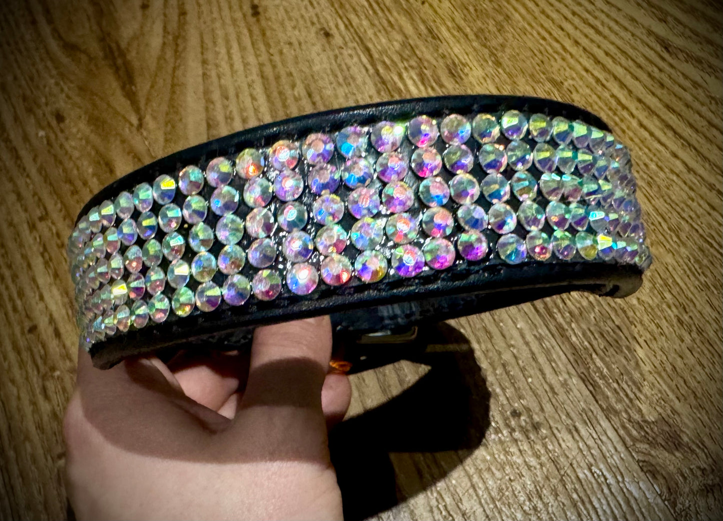 Mega Bling Leather Collar SILVER SPARKLES