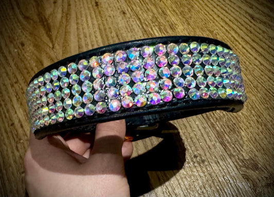Mega Bling Leather Collar SILVER SPARKLES