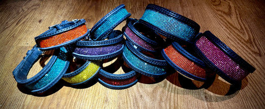 Mega Bling Leather Collar COLOURS