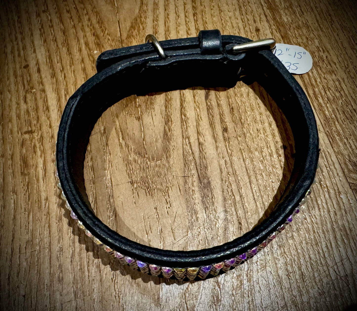 Mega Bling Leather Collar SILVER SPARKLES