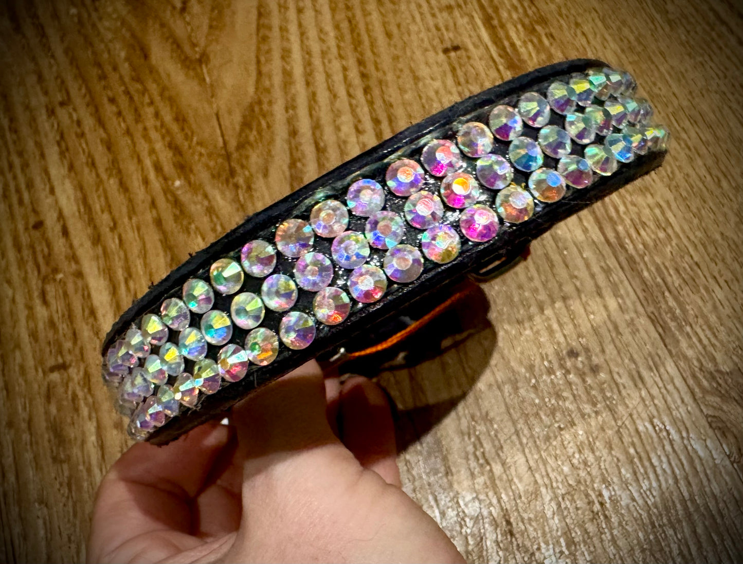 Mega Bling Leather Collar SILVER SPARKLES